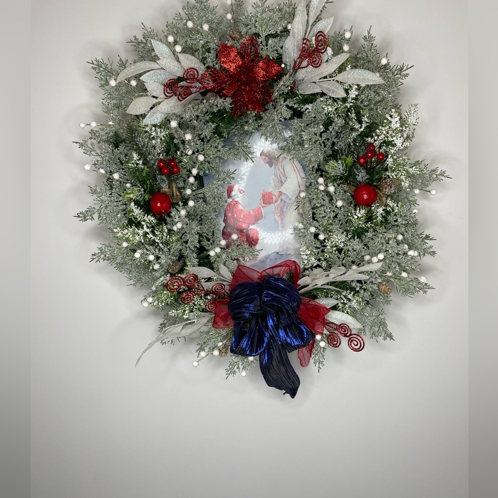 Festive Holiday Wreath with Red and Green Accents